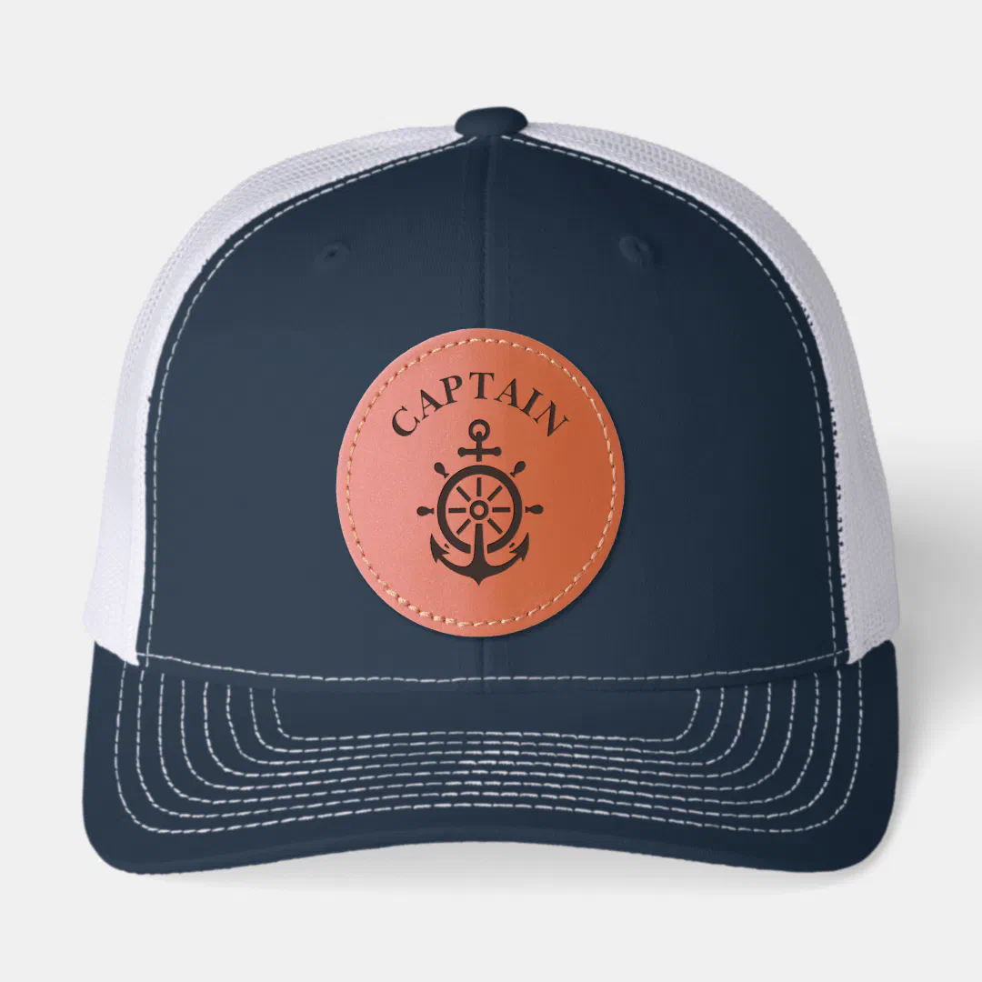 Anchor Emblem Leather Patch Hat