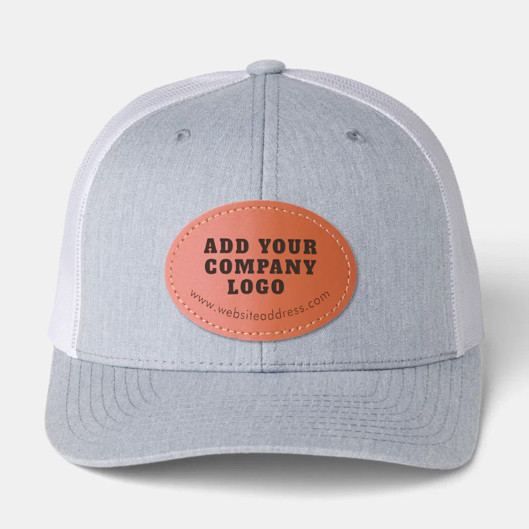 Business Logo and Website Company Employees Leather Patch Hat