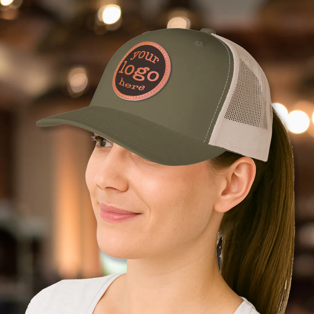 Create Custom Business Company Logo Staff Employee Leather Patch Hat