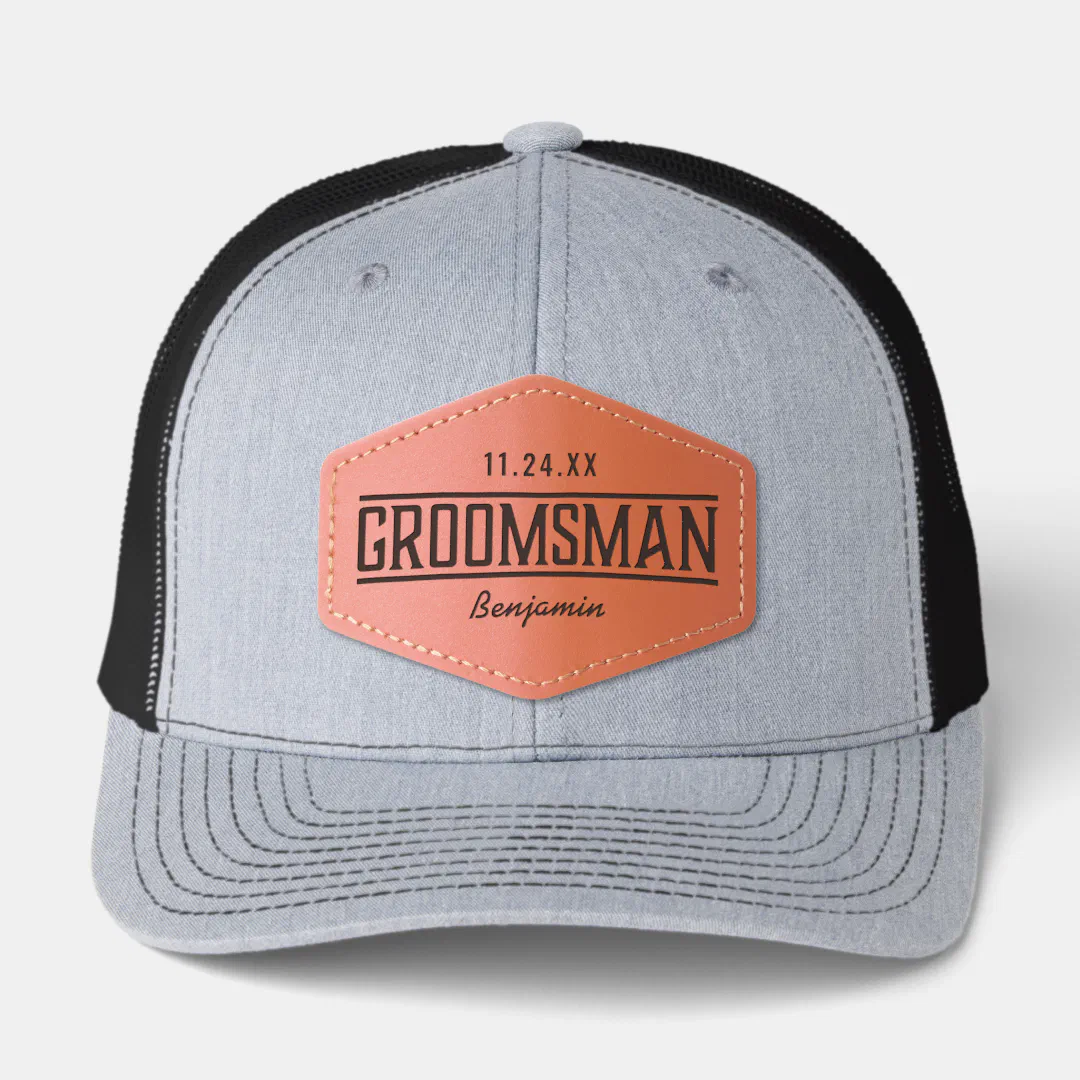 Custom Personalized Name Groomsman Leather Patch Hat