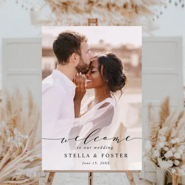 Elegant Calligraphy Photo Wedding Welcome Foam Board