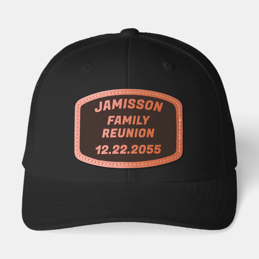 Family Reunion Personalized Name and Date Leather Patch Hat