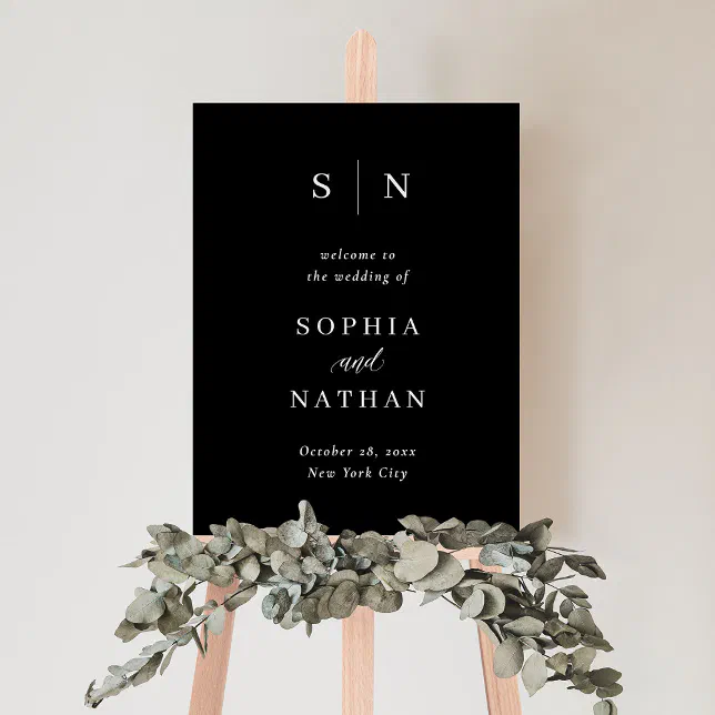 Minimal and Chic | Dark Black Wedding Welcome Foam Board