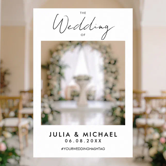 Modern White Prop Wedding Selfie Photo Frame Poster