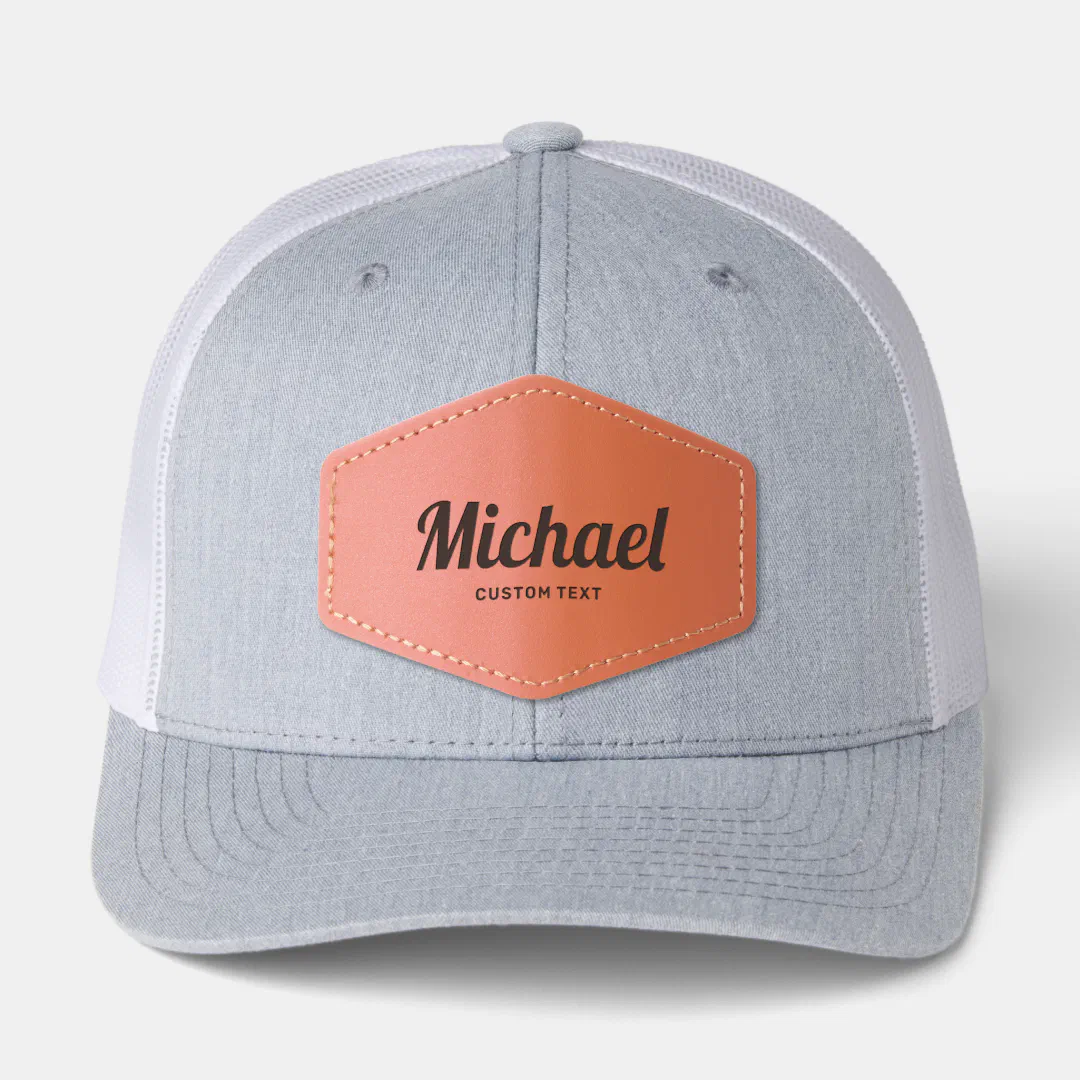 Name Retro Typography Leather Patch Hat