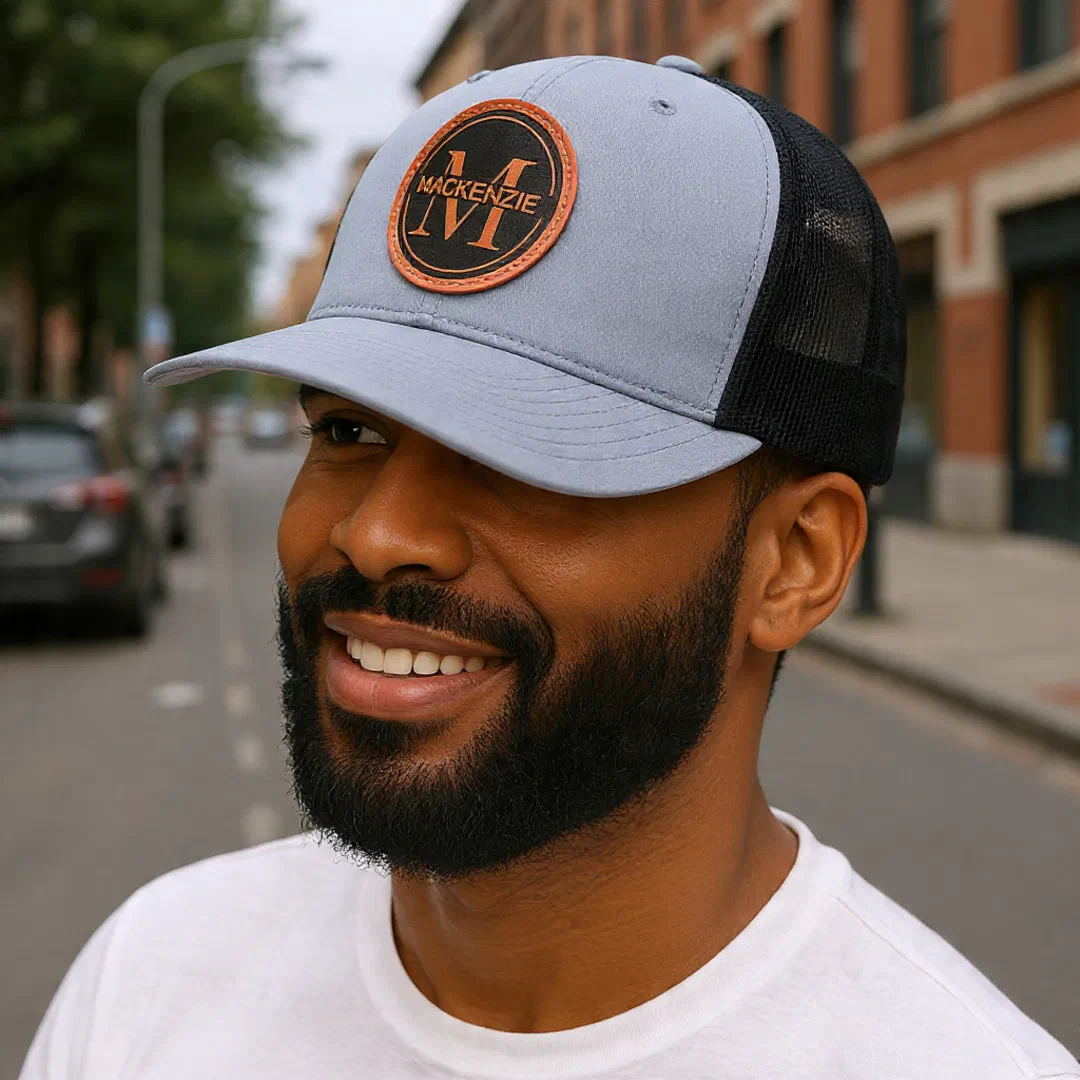 Personalized Name And Monogram Leather Patch Hat