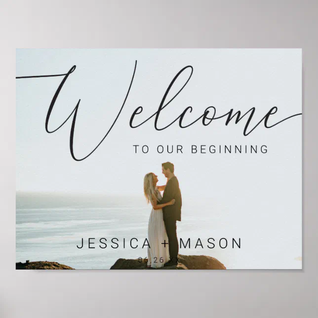 Script Photo Wedding Welcome Sign Poster