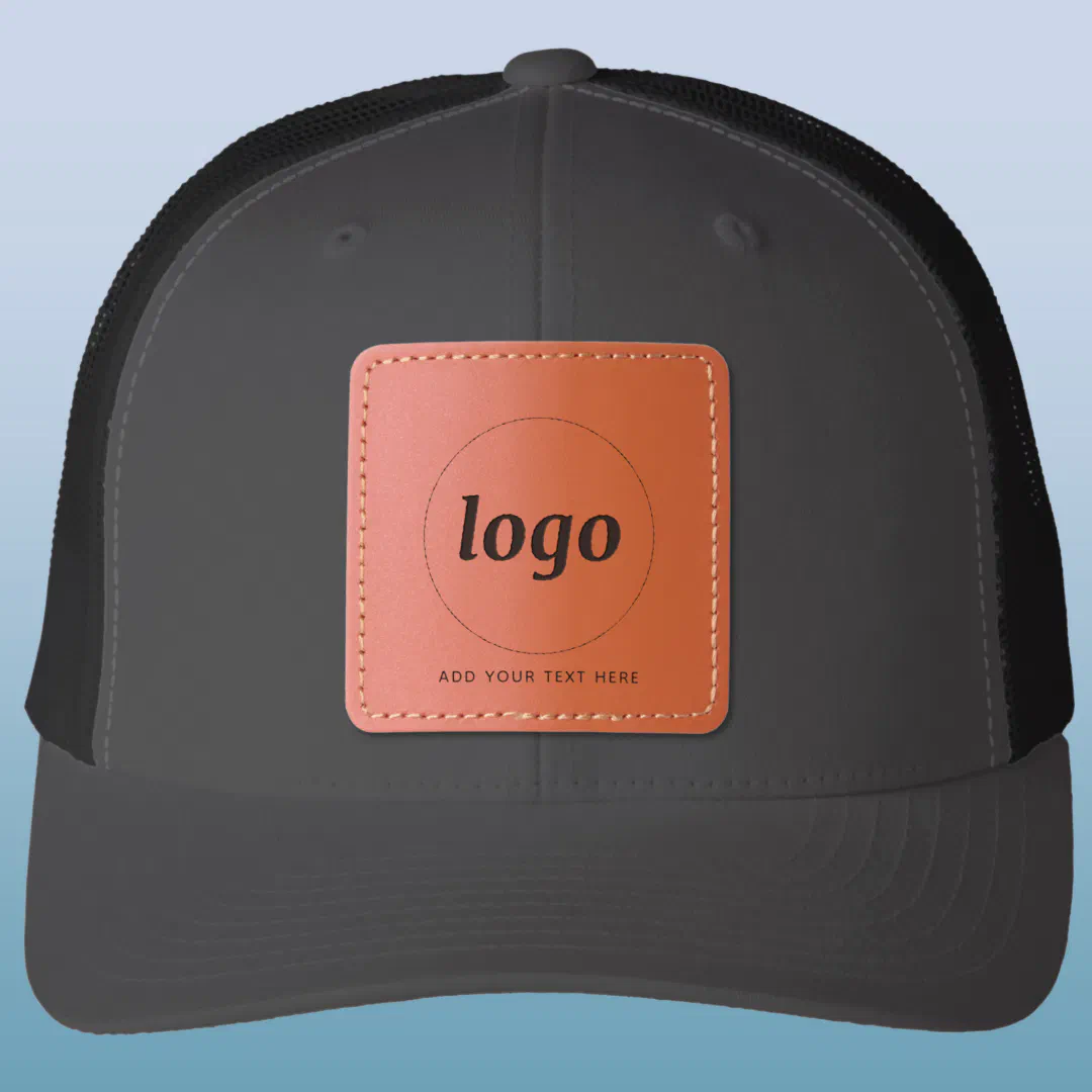 Simple Logo With Text Business Promotional Leather Patch Hat