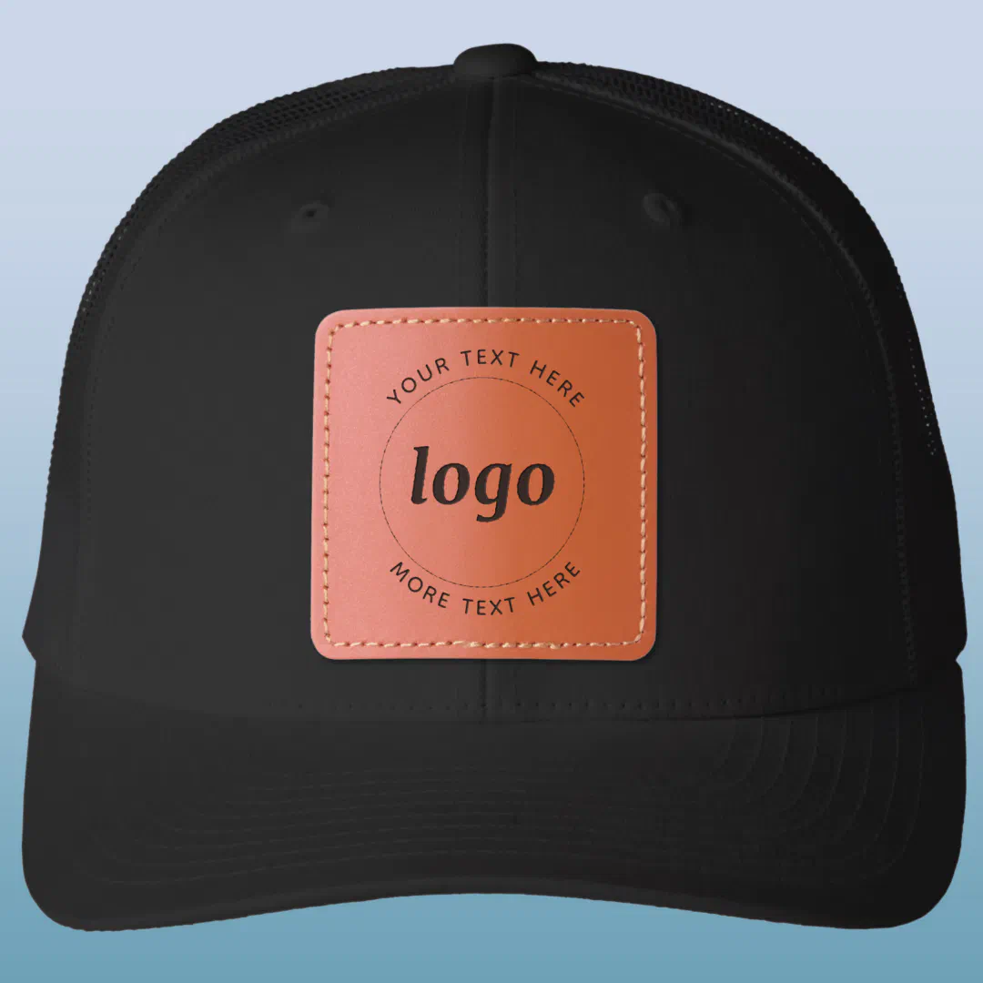 Simple Logo With Text Business Promotional Leather Patch Hat