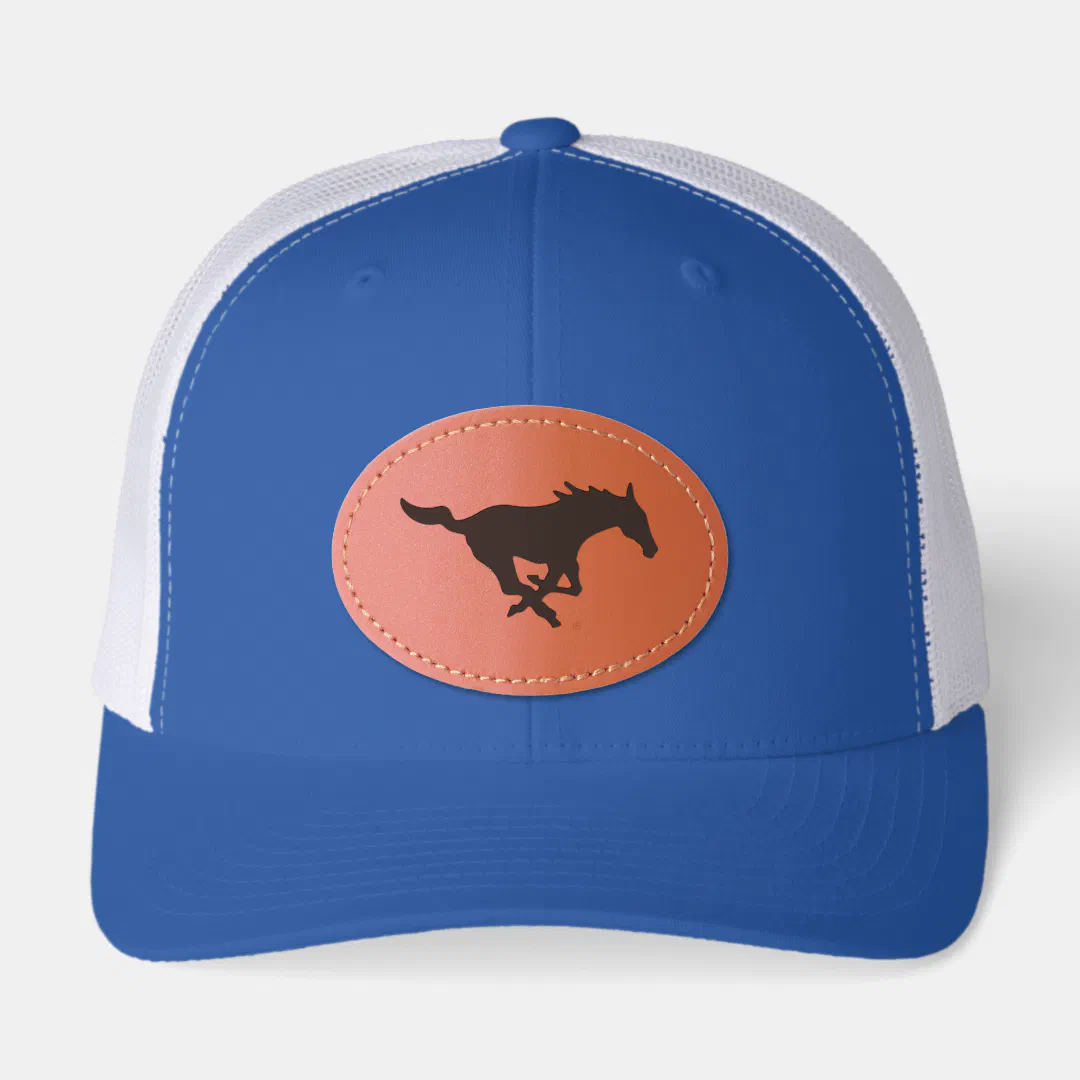 SMU Mustangs Leather Patch Hat