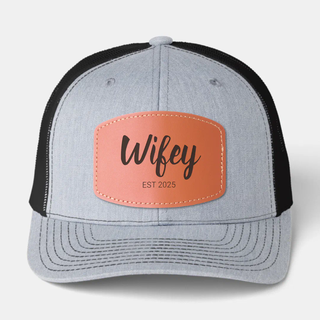 Wifey Custom Gold Bride, Fiance Gift Leather Patch Hat